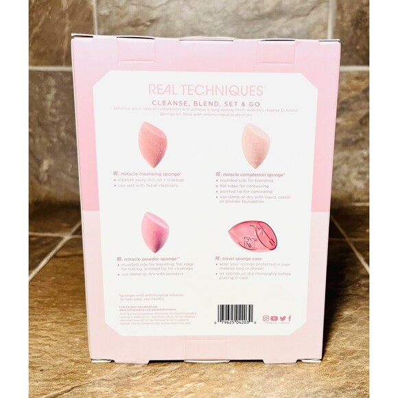Real Techniques Limited Edition Cleanse, Blend, Set and Go Makeup Sponge 4pc Set - Picture 4 of 4
